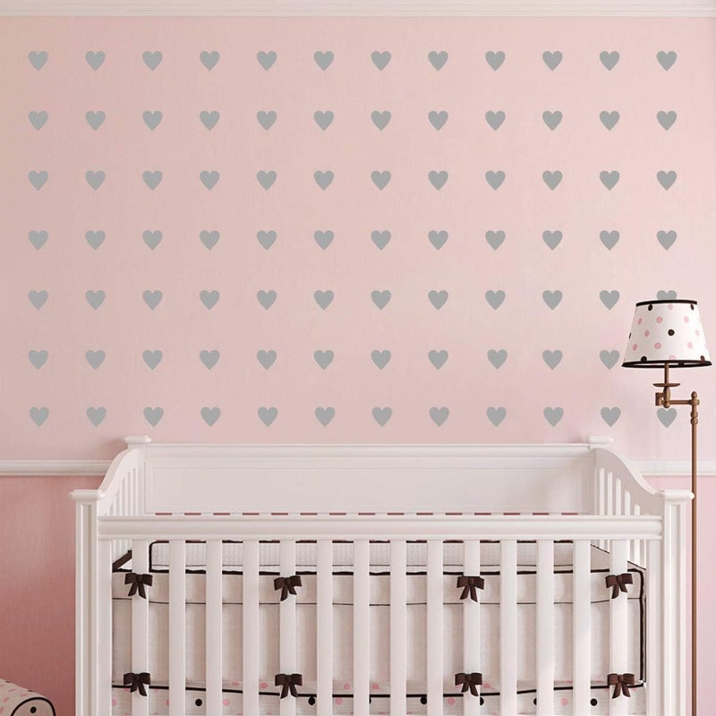 JURUOXIN 2 Inch Gray Heart Wall Decals - 100 Pieces - Image 4